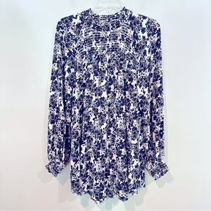 Free People Blue and White Floral Tunic